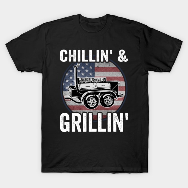 Funny Grilling Dad BBQ Season USA American Flag T-Shirt by Visual Vibes